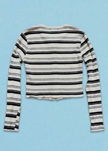 Striped Button-Up Cropped Top