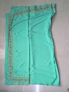 Beautiful Sea Green Embroidered Saree