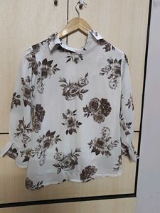 Chic Floral Print Peter Pan Collar top