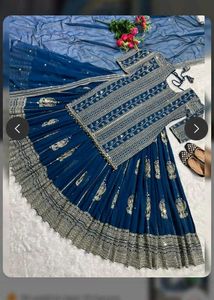 Elegant Blue Lehenga Choli Set unstiched skirt