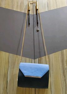 Chic Two-Tone Clutch with Gold Chain