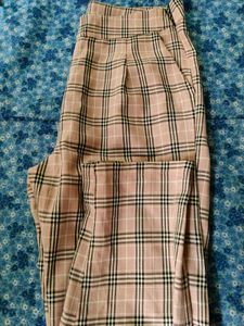 Plaid High-Waisted Pants