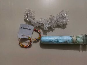 Boho Beaded Hoop Earrings & Hair Accessory Set and