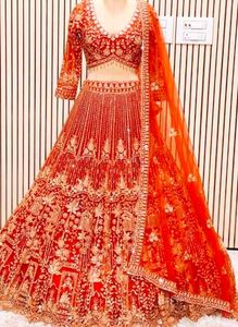 Stunning orange rust Embroidered Lehenga Choli