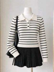 Striped Polo Neck Sweater
