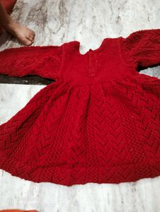 Beautiful Party Wear Woolen Kids Frock