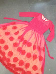 Girl's Fuchsia &amp; Peach Evening Gown party wear