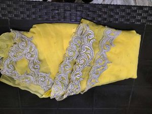 Embroidered Yellow Saree