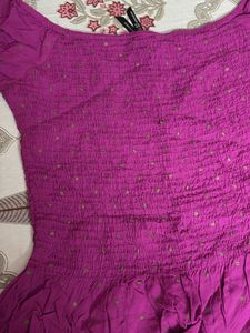 Purple Smocked Off-Shoulder Top