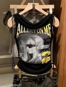 Graphic Print Padded Sleeveless Top