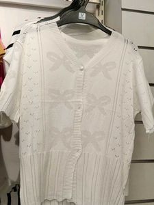 Chic White Bow Knit Cardigan