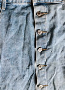 8286. Light Wash Denim Button-Front Skirt