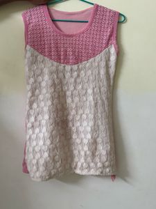 Pink & White Lace Top