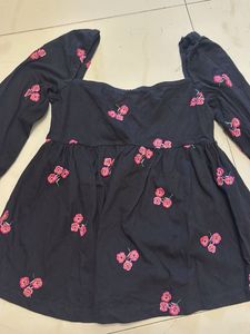 Black Floral Print Square Neck Peplum Top
