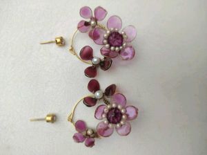 Resin Floral Hoop Earrings