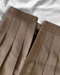 Brown Pleated Mini Skirt
