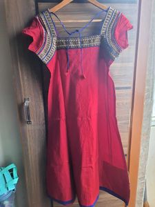 Elegant Red Embroidered Kurta