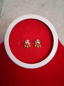 Gold Stud Earrings with Stones