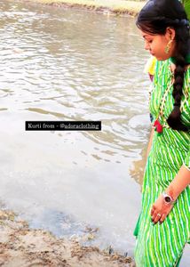 Leheriya Jaipuri Long Kurti &amp; Pink Saree