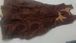 Elegant Brown &amp; Gold Embellished Dress