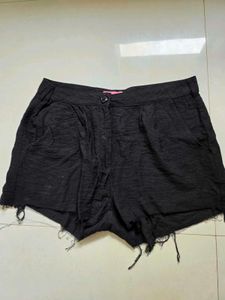 Black Frayed Hem Shorts