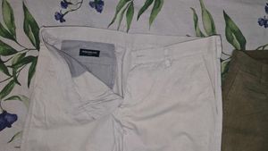 Chic Cotton Pants - Khaki &amp; Off-White - PACK OF 2