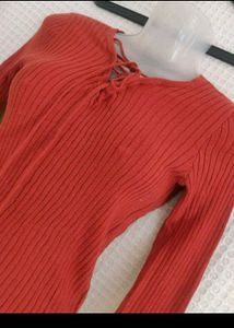 FOREVER 21 Ribbed Knit Lace-Up Top
