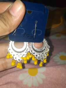 Yellow Jhumka Earrings