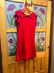 imported Red Ruffled Mini Dress new with tag unuse
