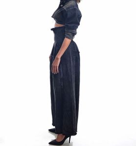 Edgy Black Wide-Leg Jeans with Fringe Detail