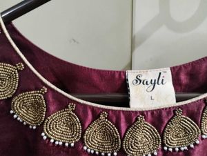 Elegant Maroon &amp; White Anarkali Suit