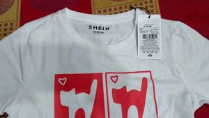 SHEIN White Cat Graphic Tee