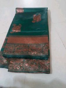 Beautiful Green Silk Saree with Peacock Motif