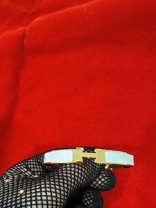 Gold &amp; White Bangle Bracelet