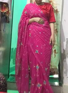 Beautiful Pink Embellished Saree