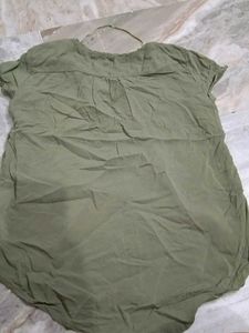 Olive Green V-Neck Tunic Top