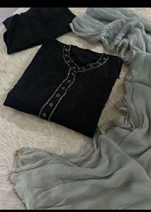 Elegant Black Kurta with Dupatta