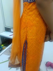 Beautiful Orange &amp; Blue Kurta Set