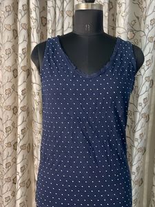 Navy Blue Polka Dot Tank Top