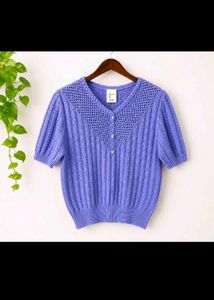 Purple Knit Short Sleeve Top