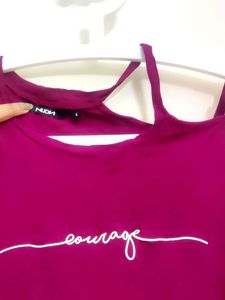 Burgundy One Shoulder Top