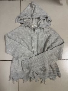 Distressed Knit Hoodie