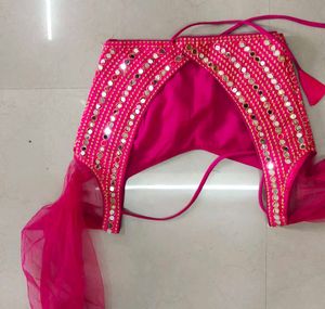 Navy &amp; Pink Embellished Lehenga Skirt