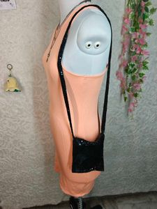 H&amp;M Ribbed Peach Bodycon Mini Dress