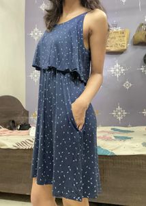 ✨ Dark Blue Floral Dress With Pockets – GAP ✨