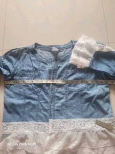 Denim Jacket with Lace Trim