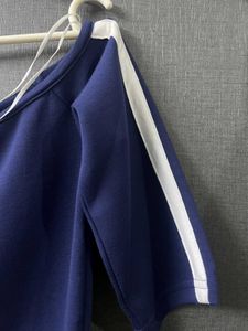 Navy Blue Off-Shoulder Striped Top