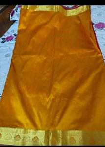 Elegant mustard Saree with Red Border