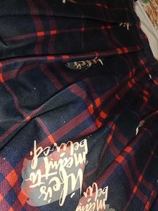 Plaid Skirt with Quote Detail