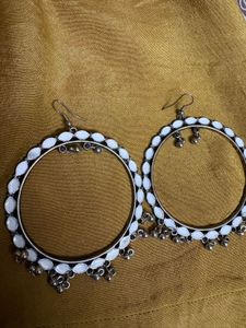 Boho White Stone Hoop Earrings